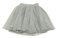 Sivá tylová sukňa so srdiečkami