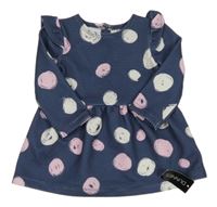 Nové - tmavomodré šaty s ružovymi bodky dunnes