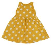 Hořčicovo-biele bodkovaná é šaty F&F