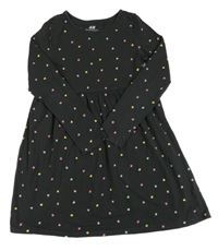 Antracitové bavlnené šaty so srdiečkami H&M