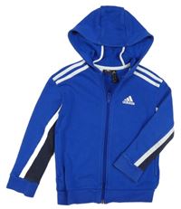 Modro-biela prepínaci mikina s kapucňou Adidas