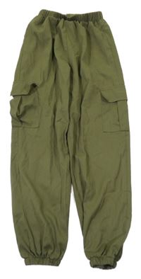 Khaki ľahké cuff cargo nohavice