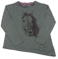 Sivé asymetrické tričko s koněm C&A