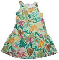 Svetlozelené kvetované šaty s motýlikmi H&M