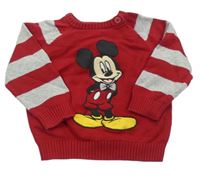 Červeno-pruhovaný sveter s Mickeym C&A