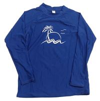 Tmavomodré UV tričko s palmou