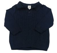 Tmavomodrý vzorovaný svetr s límečkem H&M