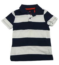 Tmavomodro-biele pruhované polo tričko H&M