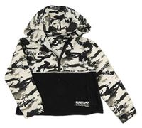 Bielo-čierna vzorovaná crop mikina s kapucňou Firetrap