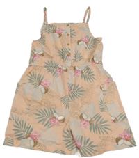 Růžový letní overal s květy a kokosy Primark 