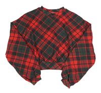 Červeno-sivá kockovaná crop mikina Primark