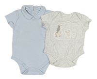 2x - Svetlomodré body s límečkem + sivé body so zvieratkami