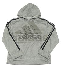 Šedá melírovaná sportovní mikina s logem a kapucí Adidas