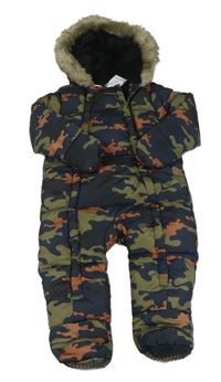 Army šušťáková zimná kombinéza s kapucňou Primark