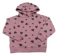 Ružová mikina so srdiečkami a kapucňou Primark