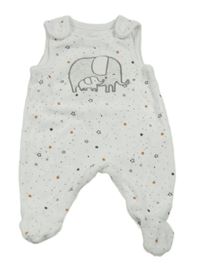 Bílé hvězdičkované sametové dupačky so sloníky C&A