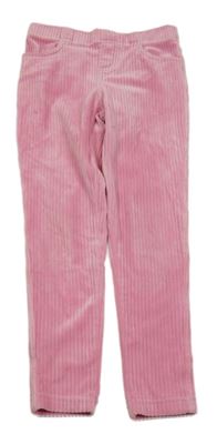 Světlerůžové sametové žebrované tregíny Little Kids 