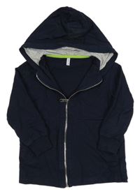 Tmavomodrá prepínaci mikina s nápisom a kapucňou Doxe