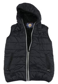 Černá šusťáková prošívaná zateplená vesta s kapucí Freestar