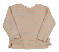 Broskvovo-sivý pruhovaný sveter Zara