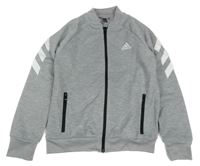 Šedá propínací sportovní mikina s logem Adidas 