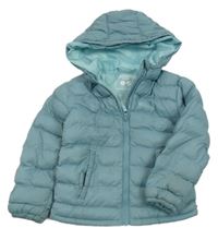 Světlemodrá funkční šusťáková prošívaná zimní bunda s kapucí Mountain Warehouse