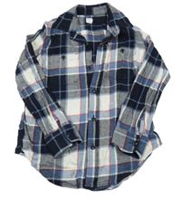 Tmavomodro-bílo-červená kostkovaná flanelová košile GAP