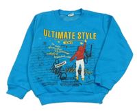 Azurová mikina s potiskem Memocan