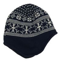 Tmavomodro-bílá vzorovaná čepice 