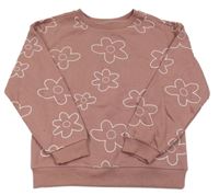 Starorůžová mikina s květy Primark