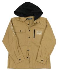 Béžová riflová košilová bunda s teplákovou kapucí Primark