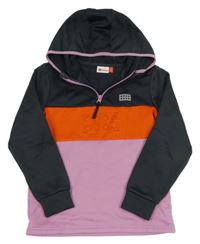 Světlerůžovo-antracitovo-oranžová mikian s kapucňou Lego