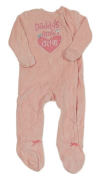 Svetloružový zamatový overal so srdiečkom a nápisom F&F