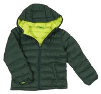 Tmavozelená šusťáková prošívaná funkční zimní bunda s kapucí Mountain Warehouse