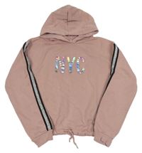 Světlerůžová crop mikina s nápisem a kapucí C&A vel. 176