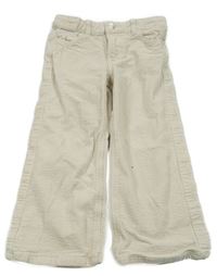 Smetanové manšestrové wide leg kalhoty H&M