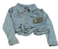 Nové - Svetlomodrá rifľová crop bunda s volánikmi Vince Camuto