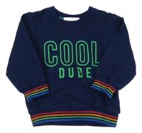 Tmavomodrá mikina s nápisom a prúžkami Ergee