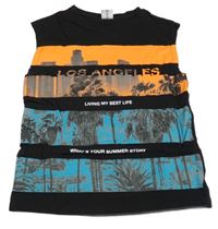 Čierno-modro-oranžové tielko s palmami Chapter young