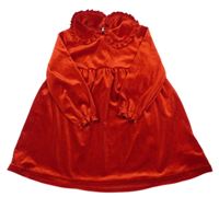 Červené zamatové šaty s golierikom Dunnes