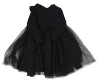 Černé bavlněno/tylové šaty Dunnes