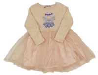 Broskvové bavlněné šaty s vílou a tylovou sukní 