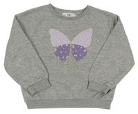 Sivá melírovaná mikina s motýlom C&A
