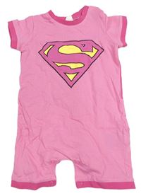 Růžovo-tmavorůžový kraťasový overal se znakem - Superman H&M