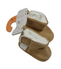 Nové - hnedé semišové zateplené papučky Primark vel. 17