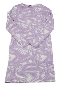 Levandulovo-biele batikované rebrované šaty George