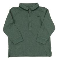 Khaki melírované mikinotriko s dinosaurem a límečkem Matalan