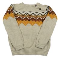 Béžový melírovaný sveter so vzorom ALANA