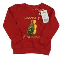 Nové - červená vianočná mikina so stromčekom a mrkvičkami a zlatými nápisy POCOPIANO