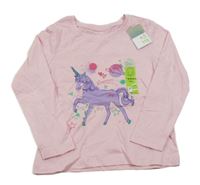 Nové - svetloružové tričko s jednorožcom PRIMARK